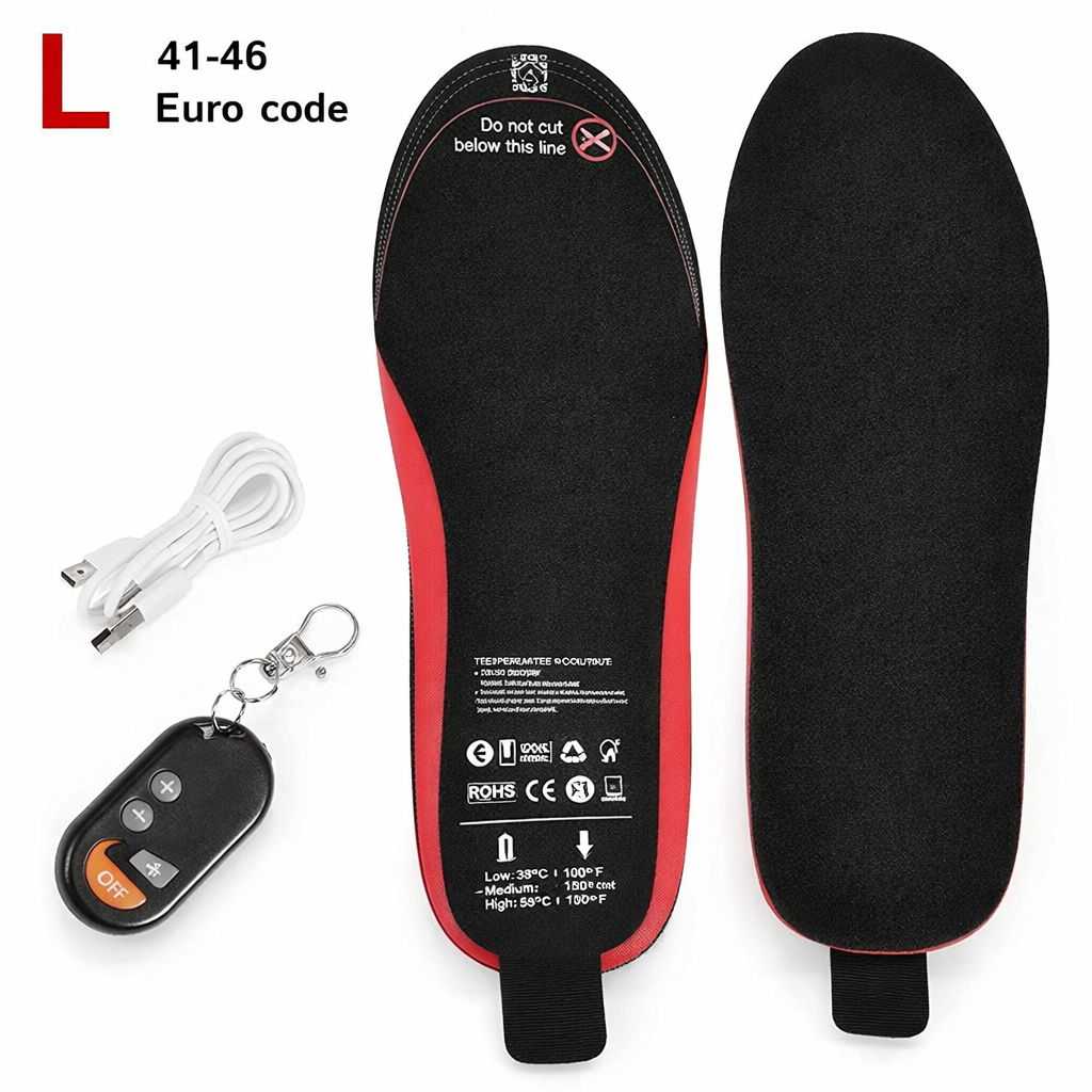 Heated insoles rechargeable with remote control for winter