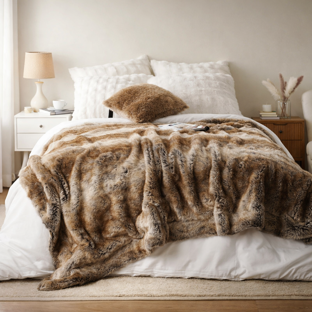 Faux Fur Blanket | Soft, Warm | Couch and Bedroom