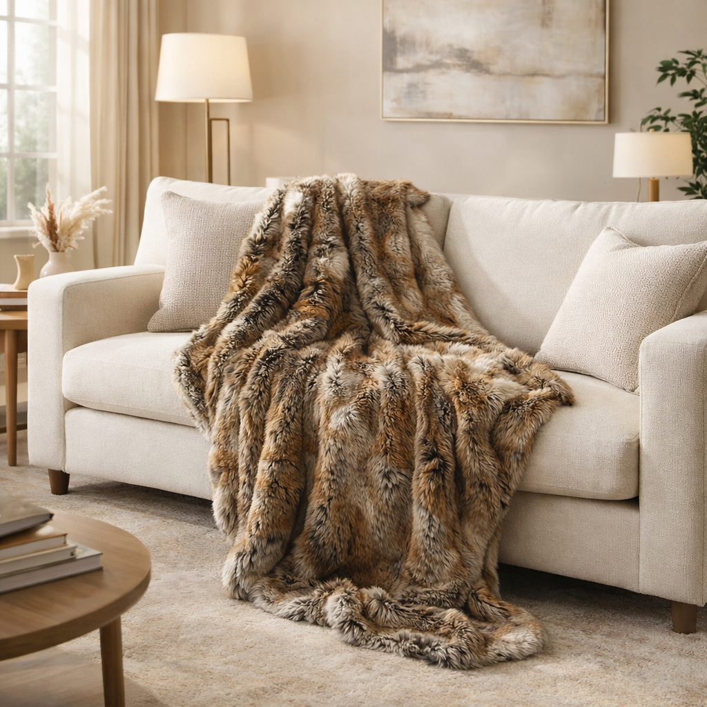 Faux Fur Blanket | Soft, Warm | Couch and Bedroom