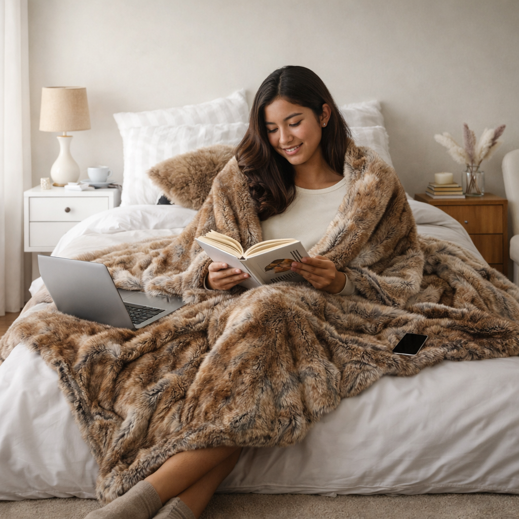 Faux Fur Blanket | Soft, Warm | Couch and Bedroom
