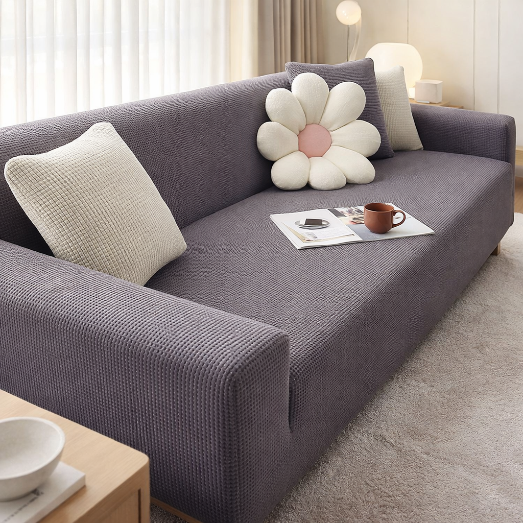 Elastic sofa cover with perfect fit and protective design
