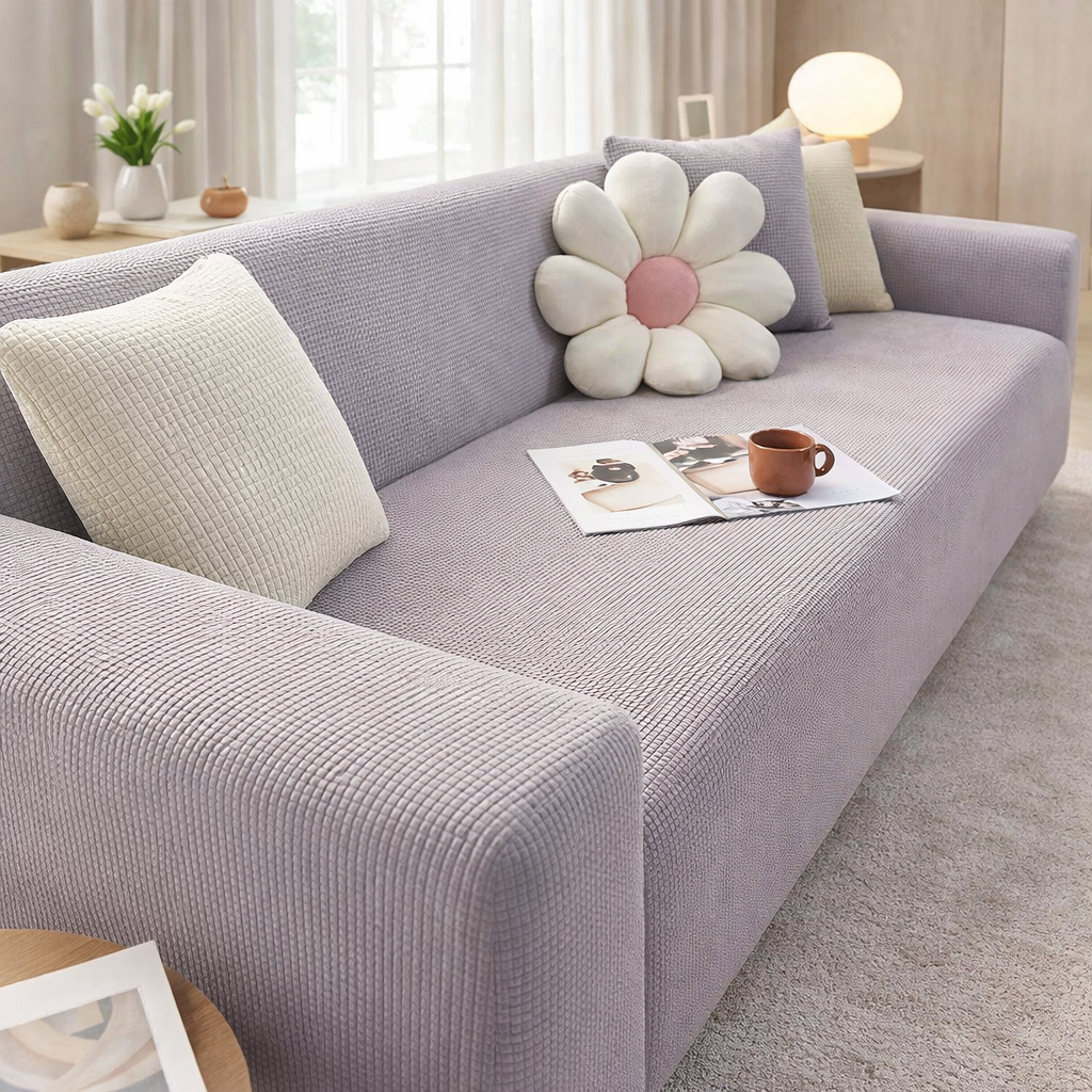 Elastic sofa cover with perfect fit and protective design