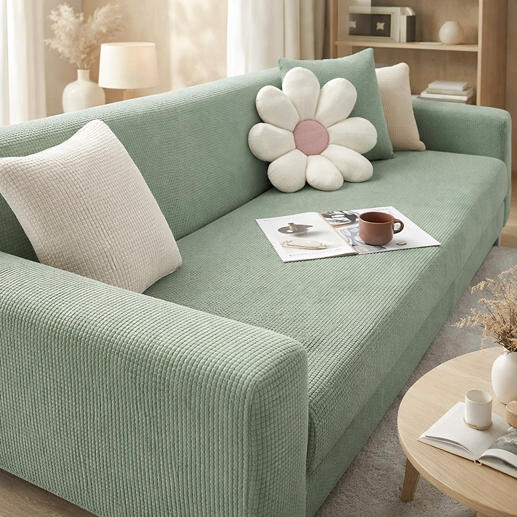 Elastic sofa cover with perfect fit and protective design