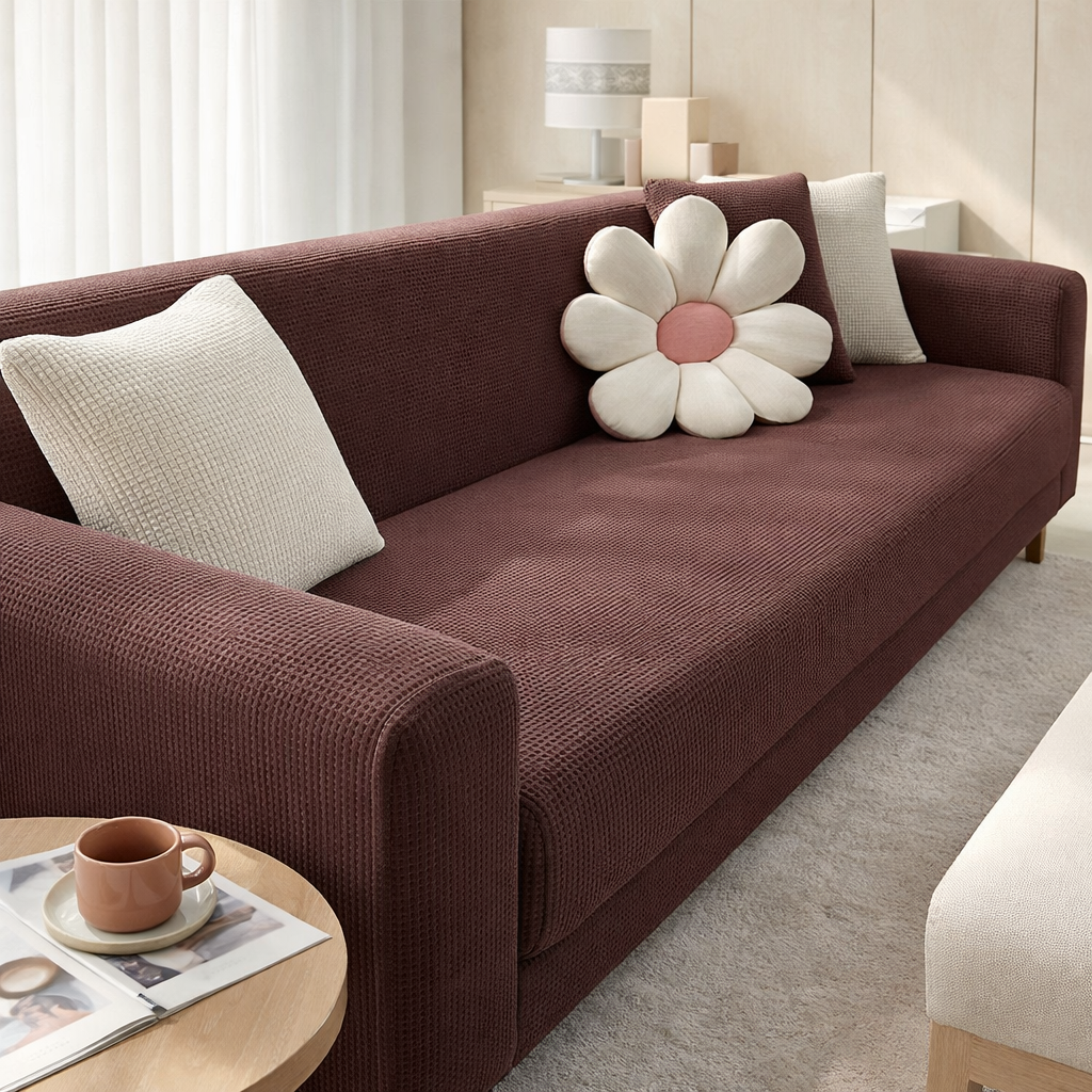 Elastic sofa cover with perfect fit and protective design