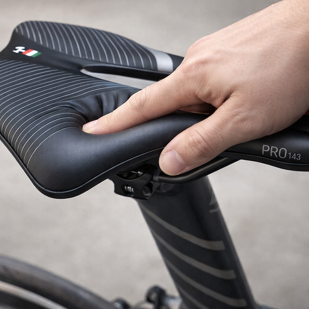 Ergonomic padded bicycle saddle with gel and comfortable design for cycling