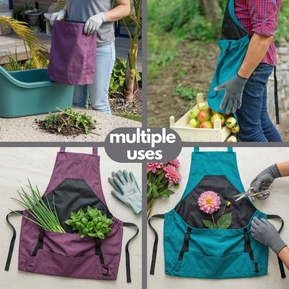 Garden Apron | Crossed Shoulder Straps, Large Pockets | Work