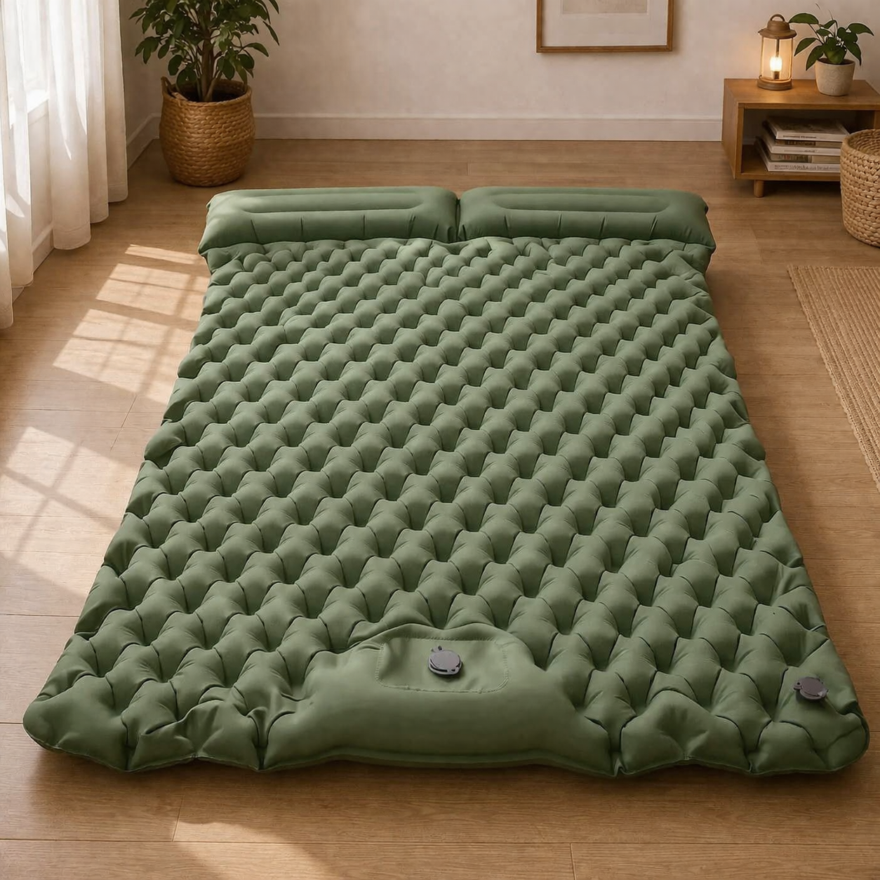 Self-inflating double mattress ultralight camping travel