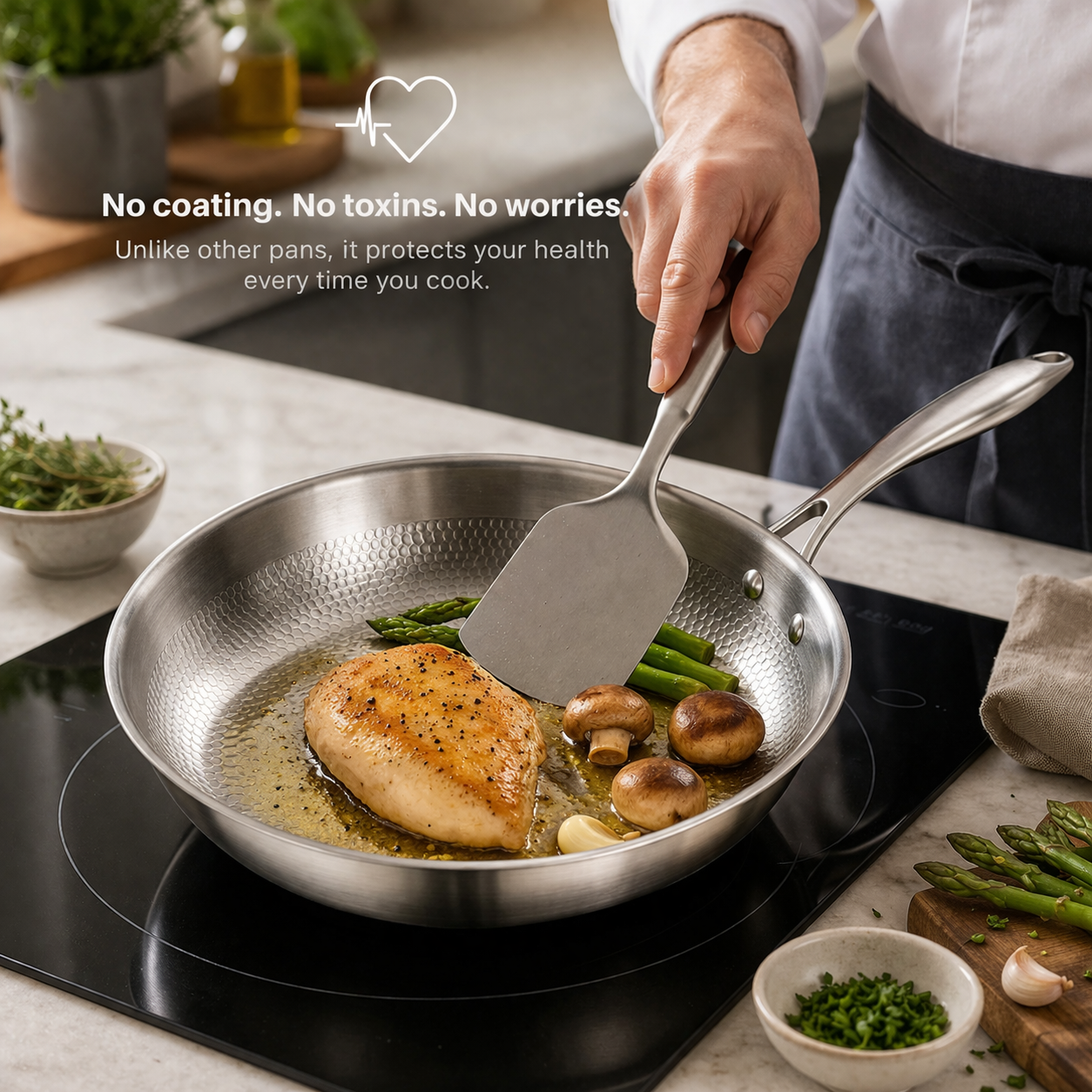 Titanium non-stick frying pan | Forged finish, durable | Cooking