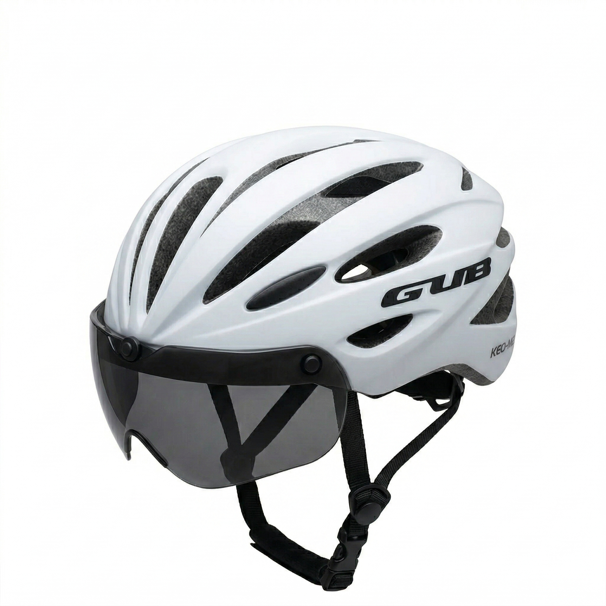 Black Cycling Helmet with Integrated Glasses and Visor