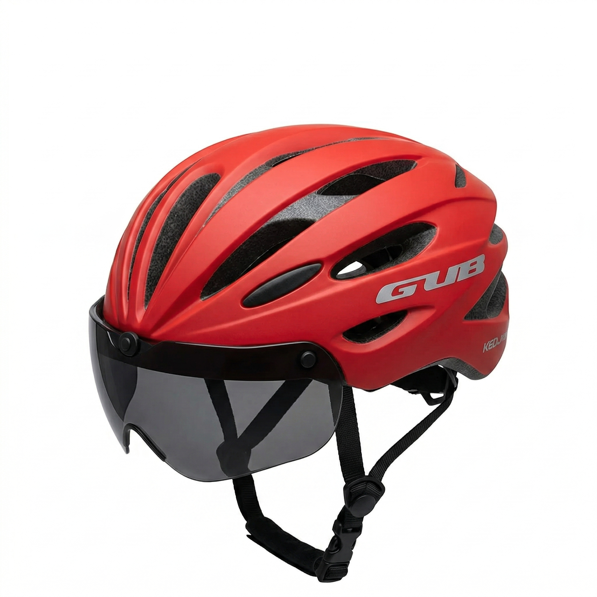 Black Cycling Helmet with Integrated Glasses and Visor