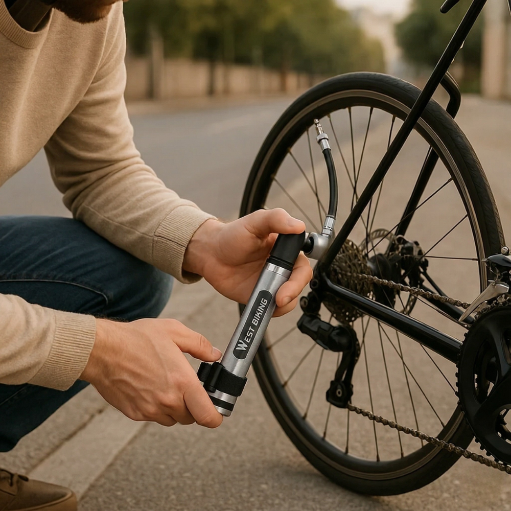 Bicycle pump mini portable compact lightweight fast inflation