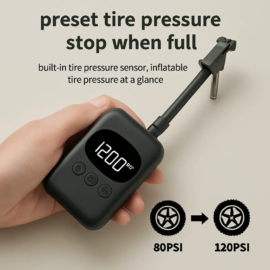 Mini electric pump for bicycle, portable, Presta Schrader rechargeable