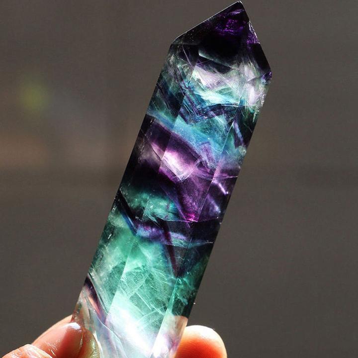 Striped Stone Bar - Natural Fluorite Quartz Crystal (6.1 - 6.4 cm)