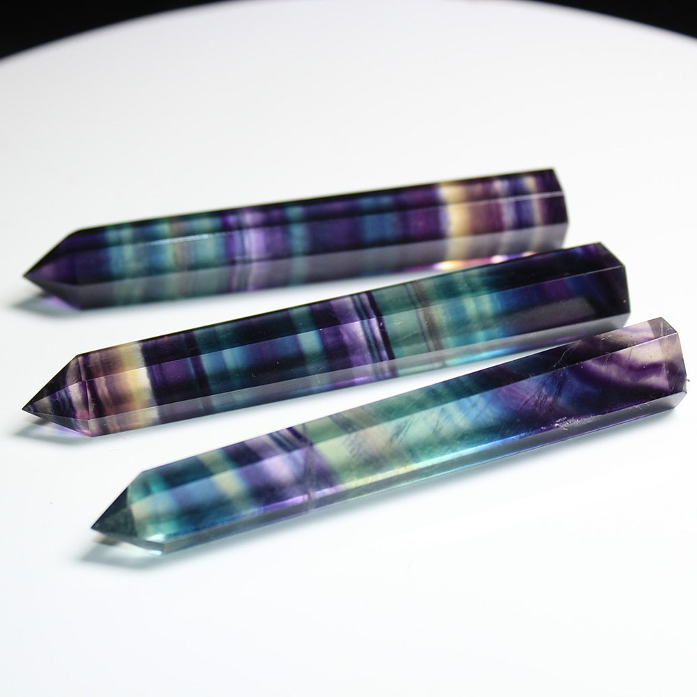 Striped Stone Bar - Natural Fluorite Quartz Crystal (6.1 - 6.4 cm)