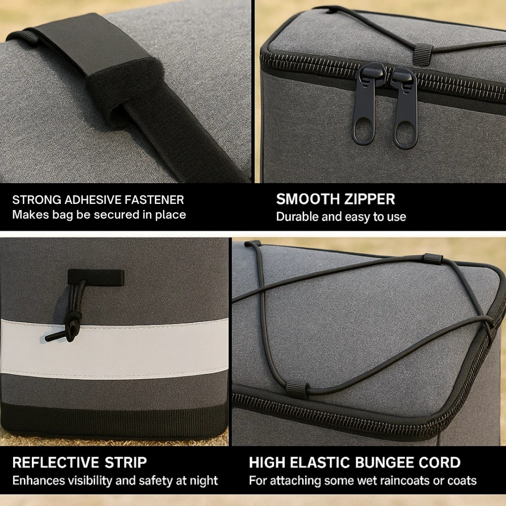 Insulated 8L bike rack bag with shoulder strap and waterproof design