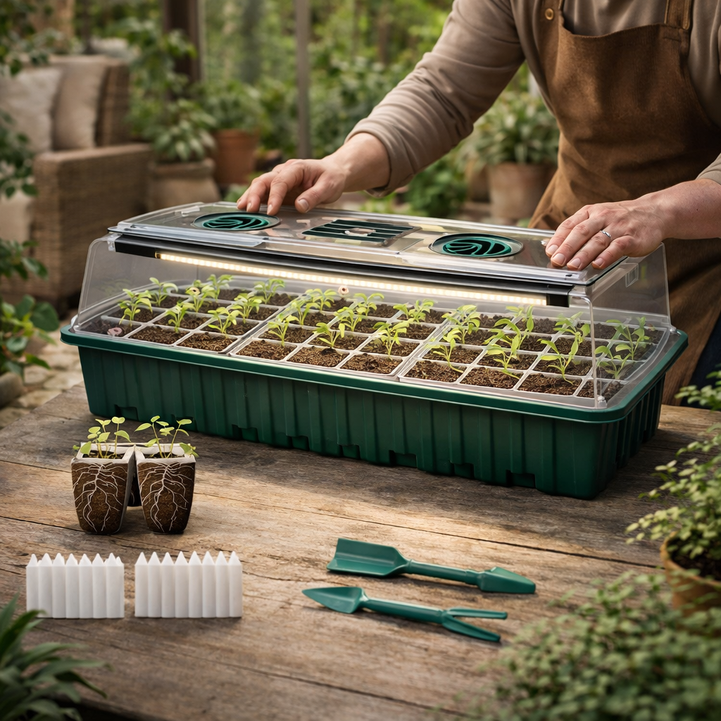 Indoor Seed Starting Kit | LED Grow Light, Dome | Plants