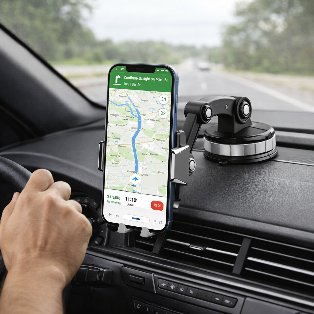 GripTech Car Phone Holder | Strong Suction | 360° Rotation | One-Handed Use