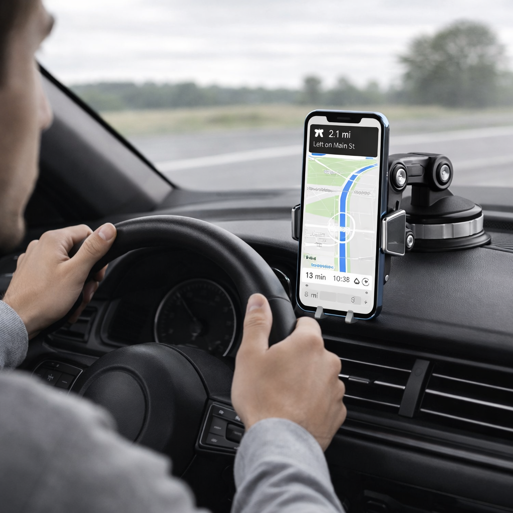 GripTech Car Phone Holder | Strong Suction | 360° Rotation | One-Handed Use