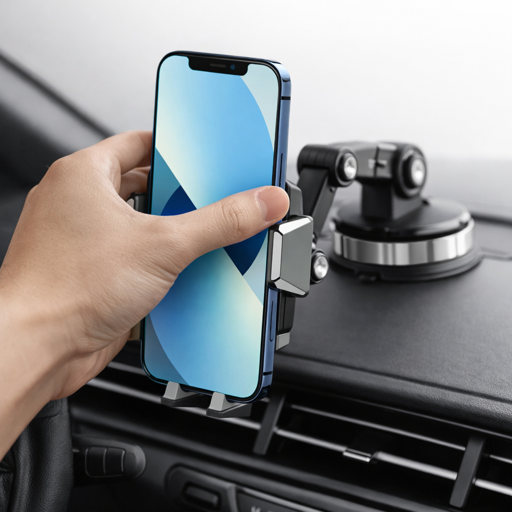 GripTech Car Phone Holder | Strong Suction | 360° Rotation | One-Handed Use