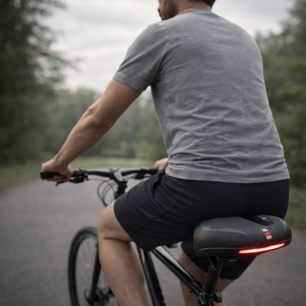 Ergonomic black bicycle saddle with viscoelastic foam for comfortable cycling