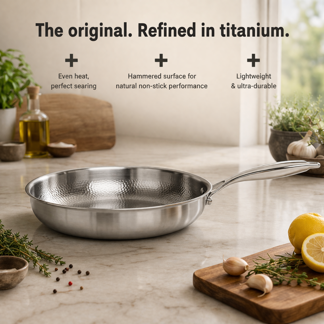 Titanium non-stick frying pan | Forged finish, durable | Cooking