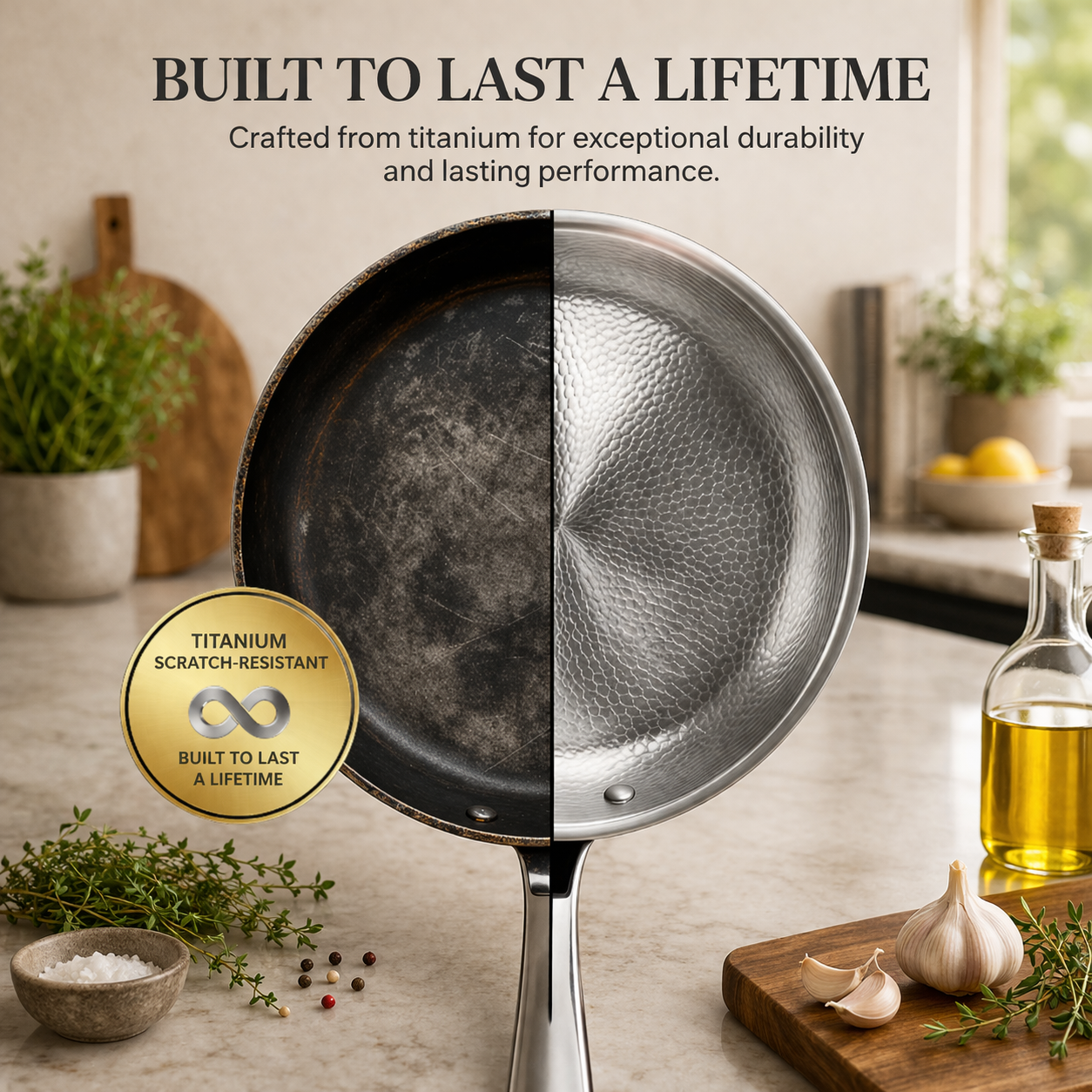 Titanium non-stick frying pan | Forged finish, durable | Cooking