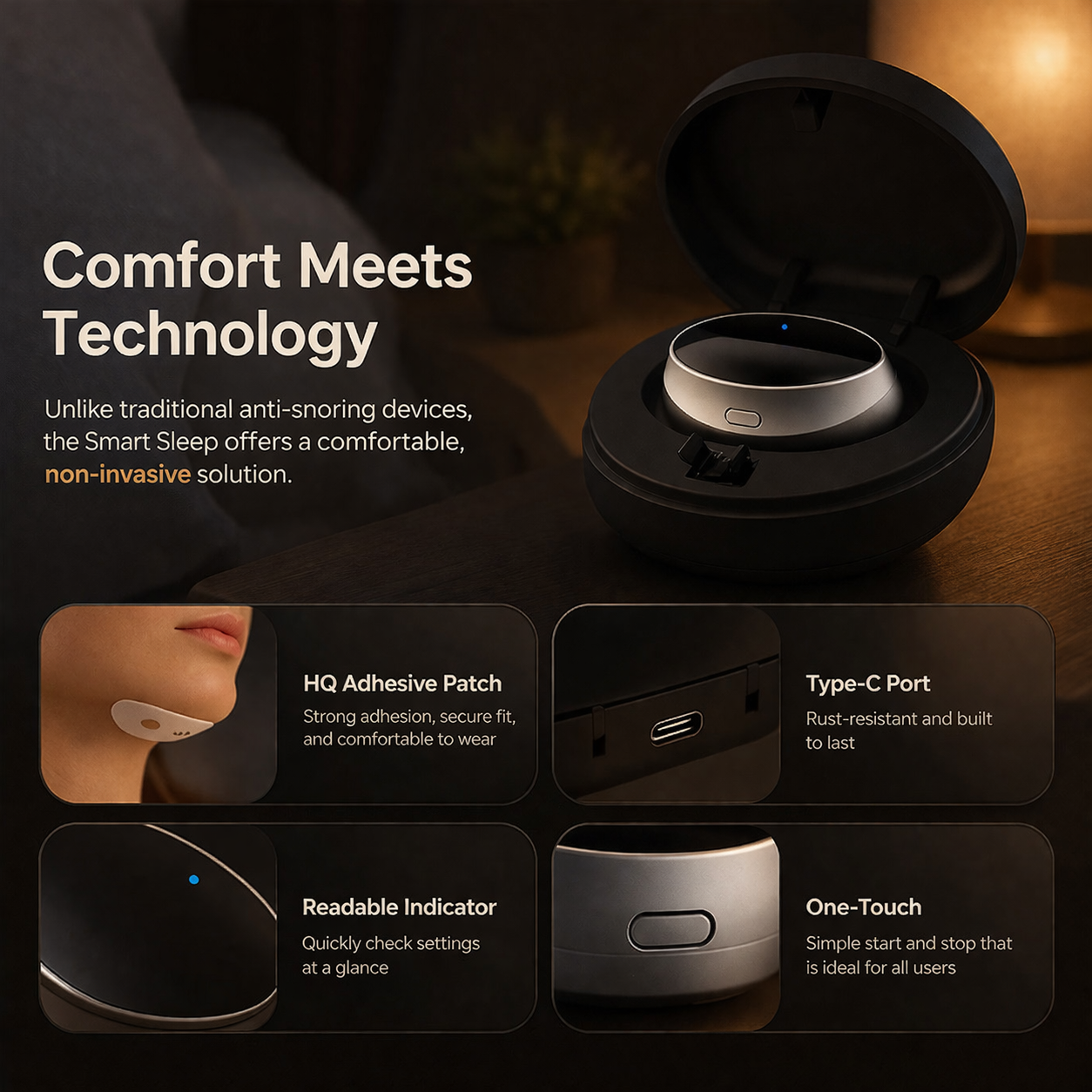Anti-snoring chin clip | Sleep device, comfortable | Night