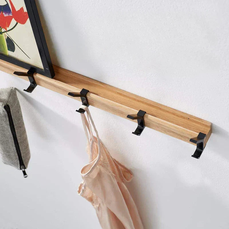 Wall coat rack | Nordic design, black | Wood, aluminum
