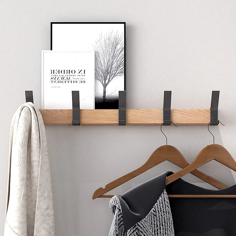 Wall coat rack | Nordic design, black | Wood, aluminum