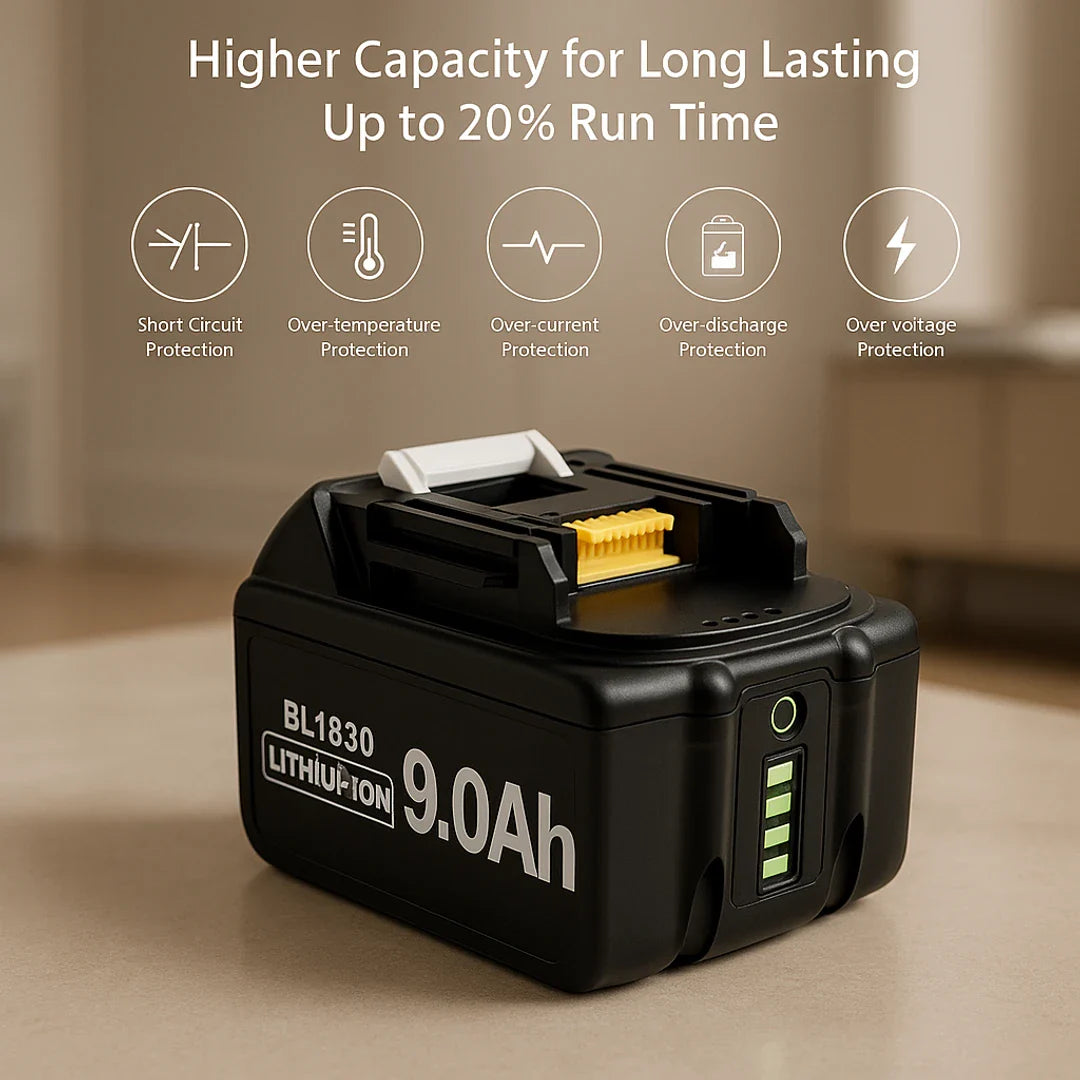 Makita 18V Battery | 9Ah, Compatible Tools | Rechargeable